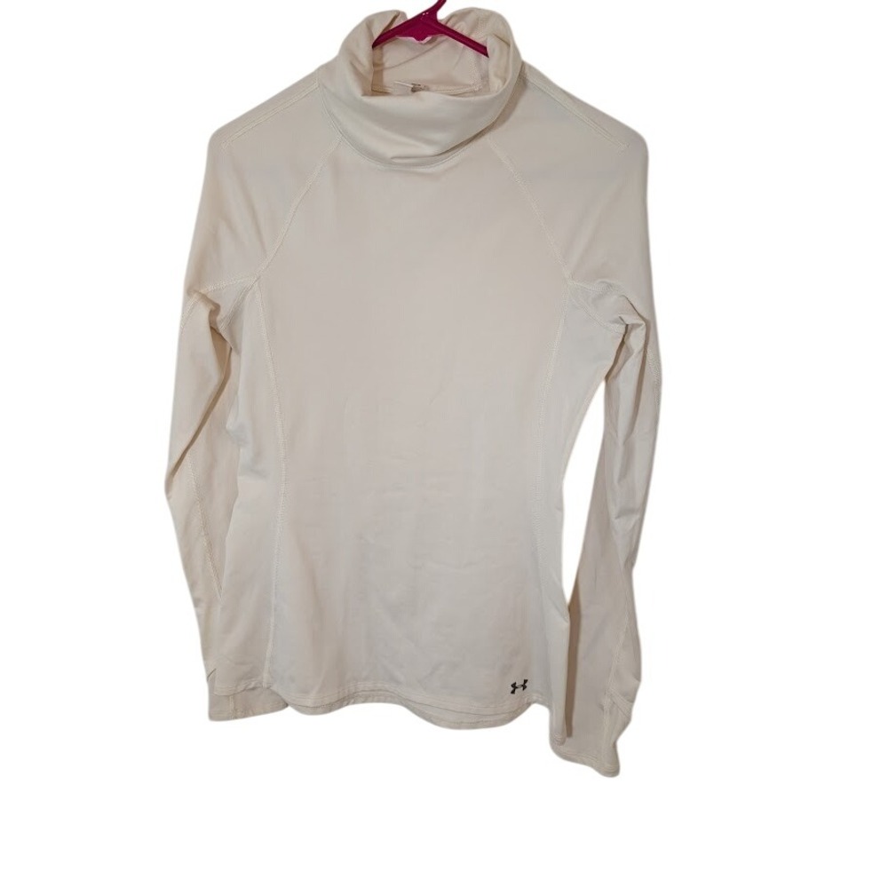 Under Armour ColdGear Mock Neck Long Sleeve Top Athletic Shirt Beige‎ M